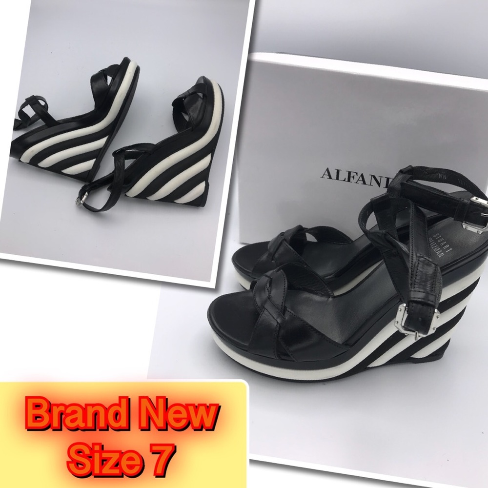 Super  Cute Black & White Wedge Sandal 7